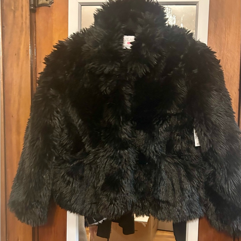 NWT Children’s Place Girl’s Black Faux Fur Jacket